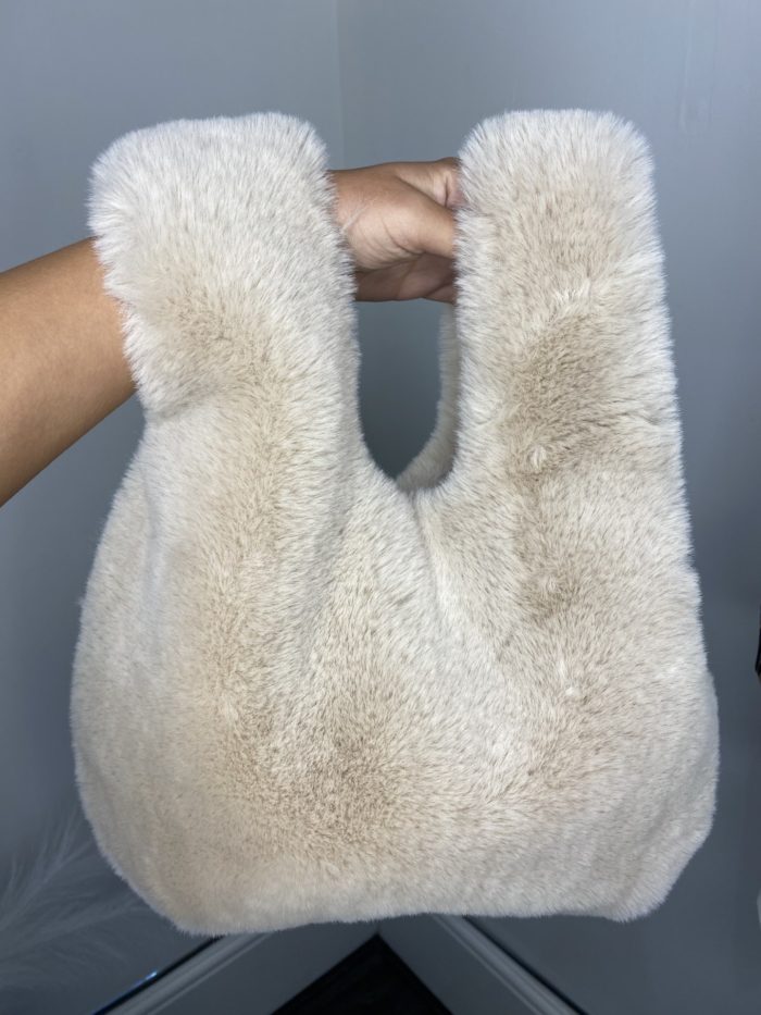 Cream Faux Fur Bunny Handbag - Image 2