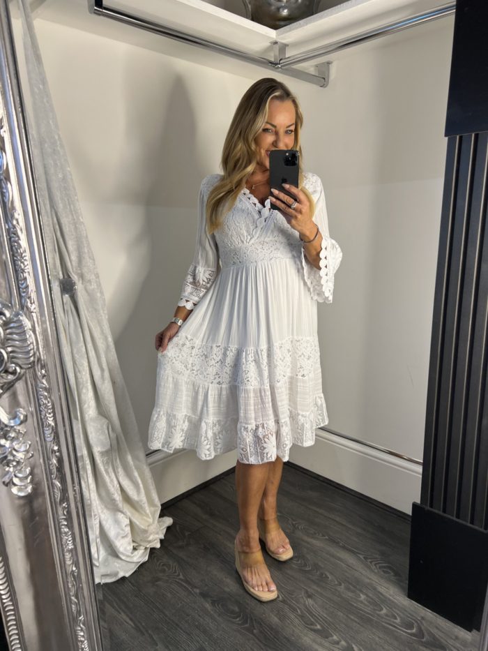 V Neck Floral Lace Dress