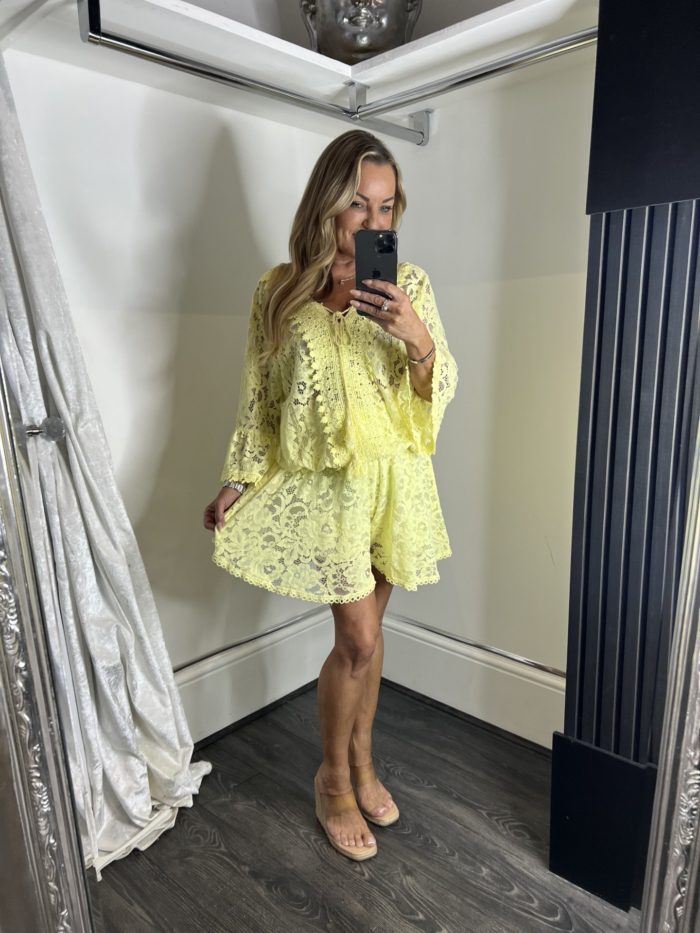 Lemon Lace Tunic Top and Short Set