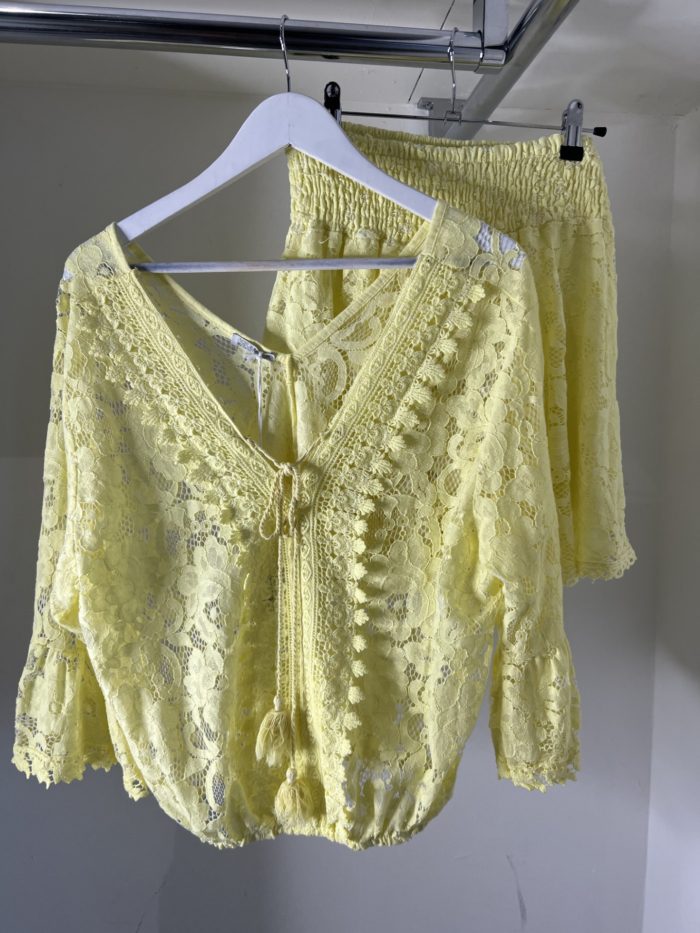 Lemon Lace Tunic Top and Short Set - Image 3