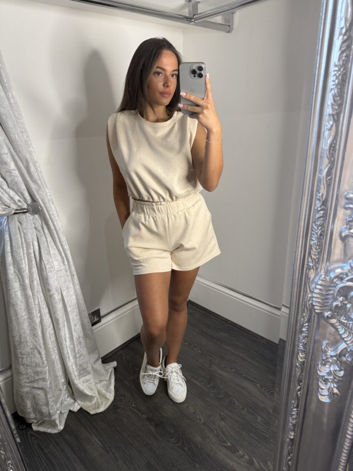 Stud Detail Tank Top And Short Set With Pockets - Image 4