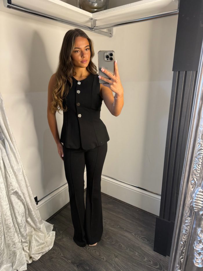 Gold Button Tailored Waistcoat And Suit Trouser Co-ord