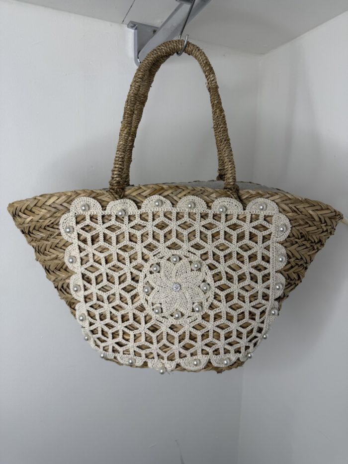 Floral Crochet Straw Beach Bag