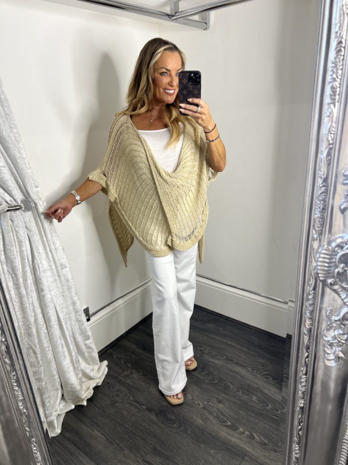 Metallic Mehs Cross Over Jumper