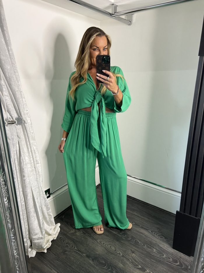 Tie Top And Wide Leg Trouser Co-ord