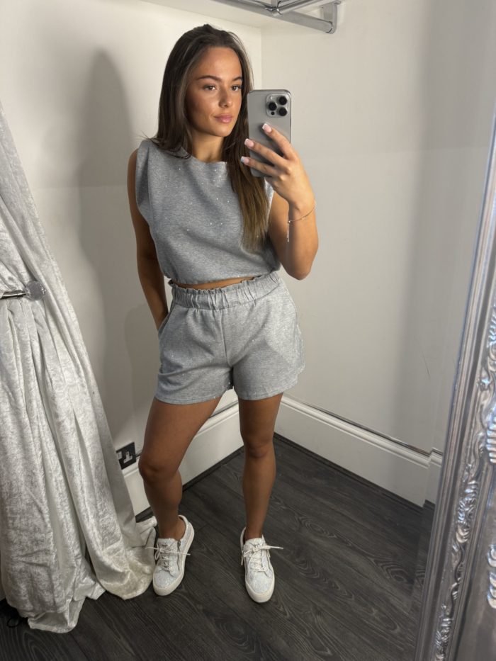 Stud Detail Tank Top And Short Set With Pockets - Image 2