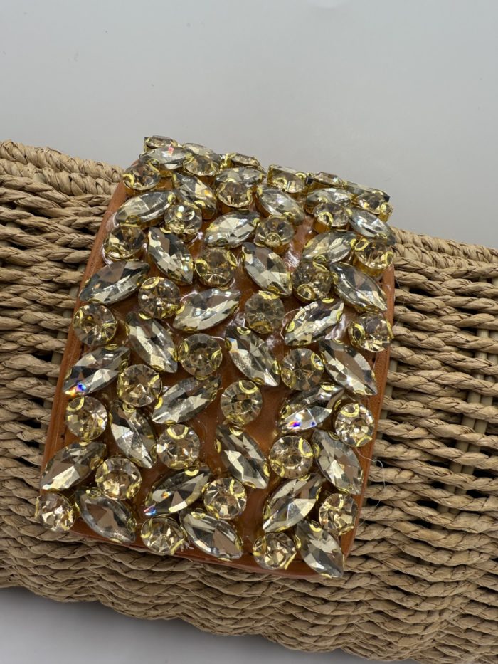 Woven Gold Diamante Clutch Bag - Image 2
