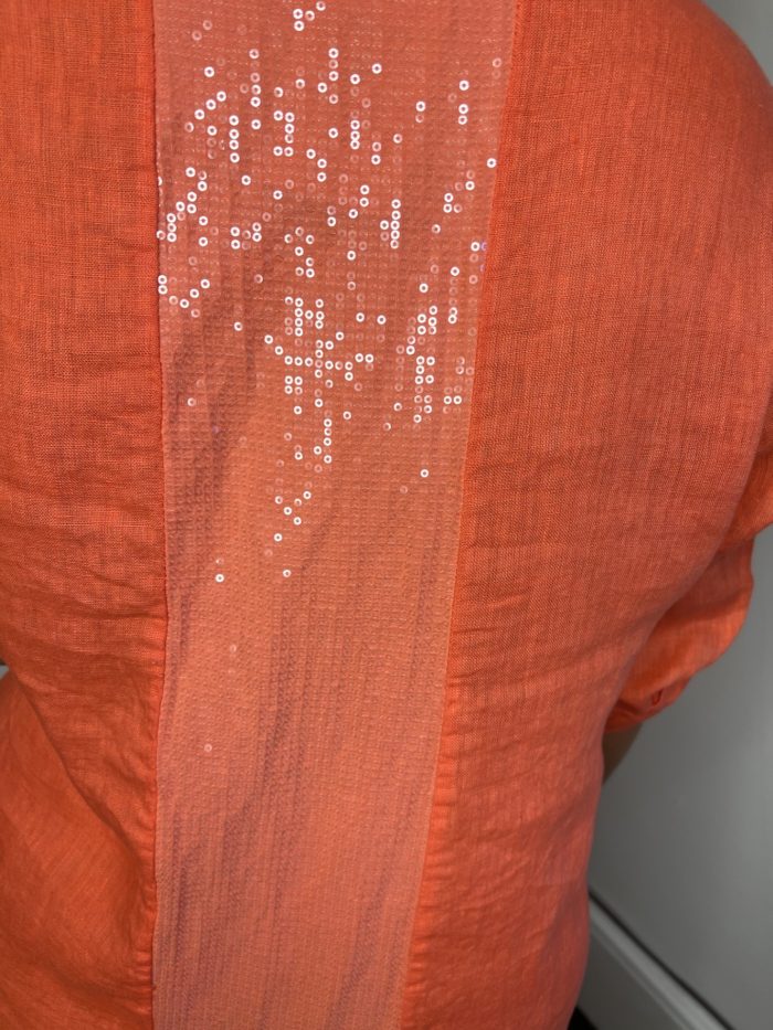 Linen Shirt Dress With Sequin Detail - Image 13
