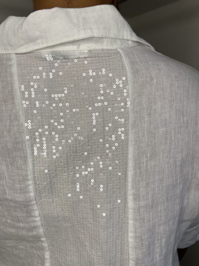 Linen Shirt Dress With Sequin Detail - Image 10