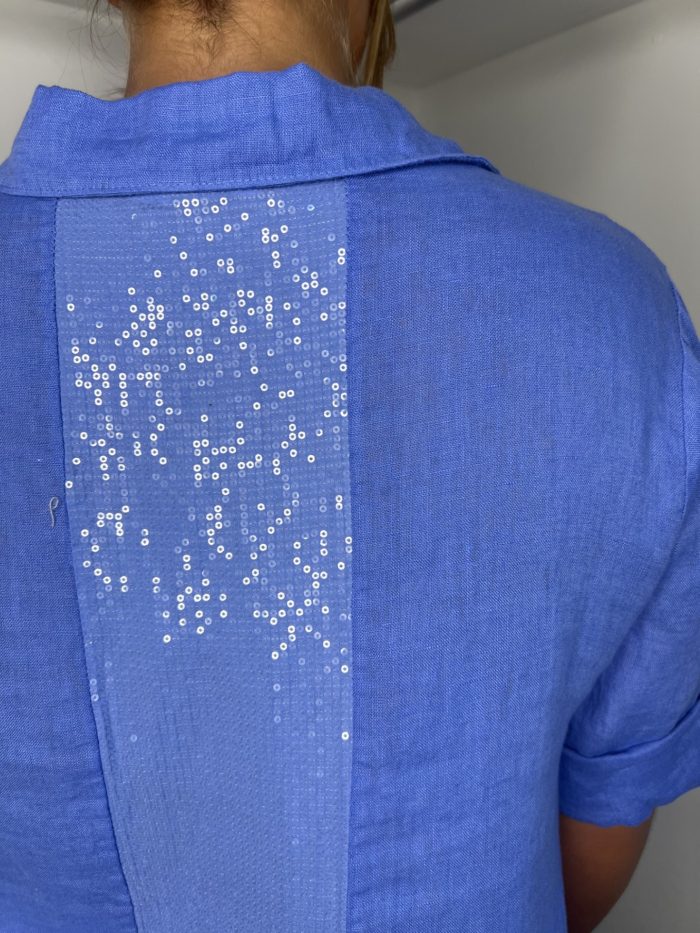 Linen Shirt Dress With Sequin Detail - Image 4