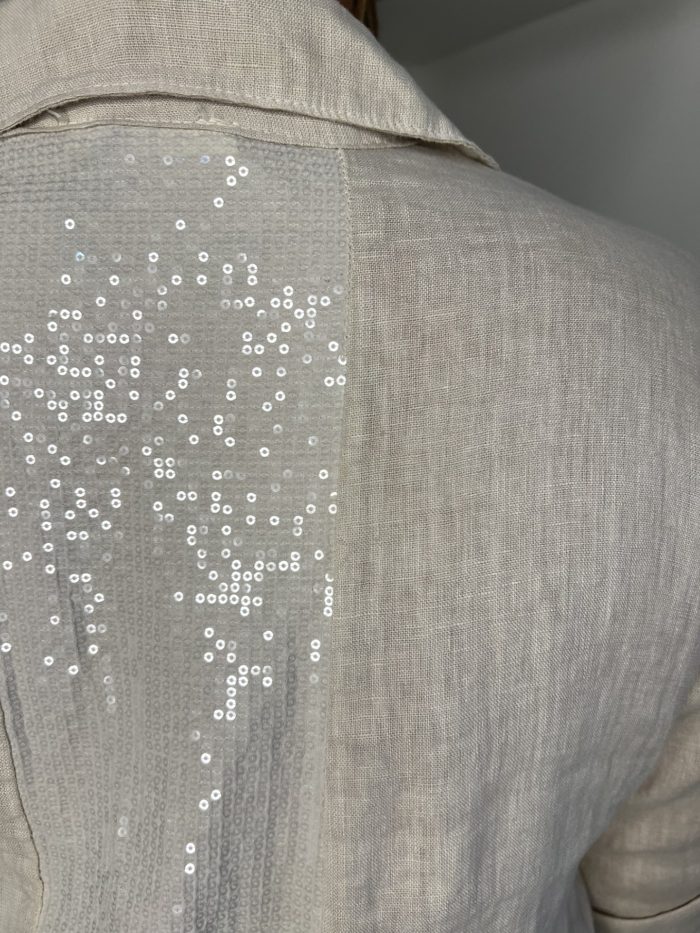 Linen Shirt Dress With Sequin Detail - Image 16
