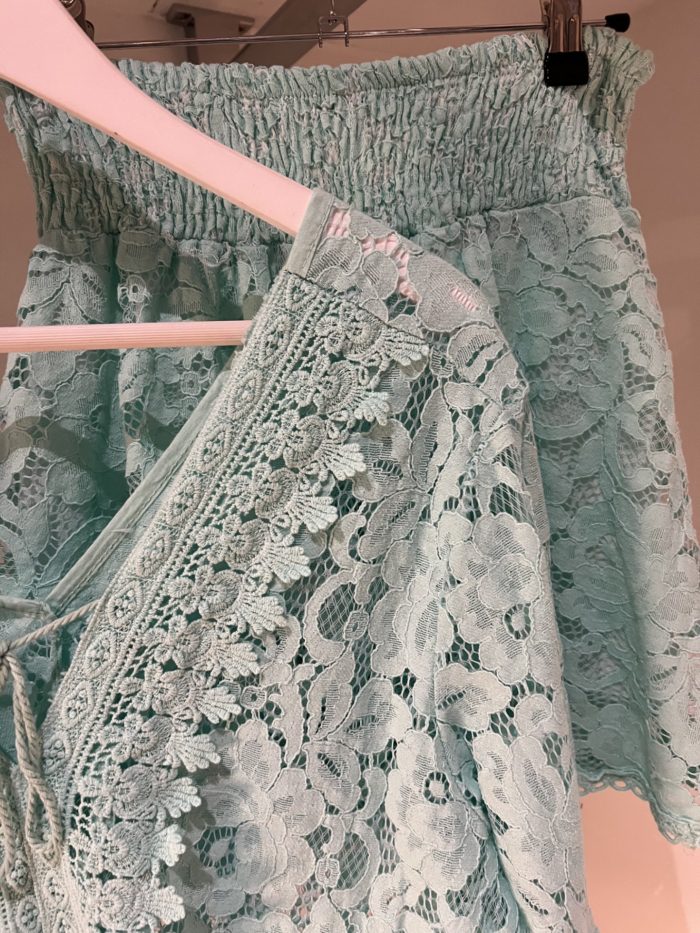 Turquoise Lace Detail Tunic Top and Short Set - Image 4
