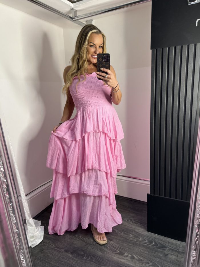 Baby Pink Bandeau Style Ra Ra Dress - Image 2