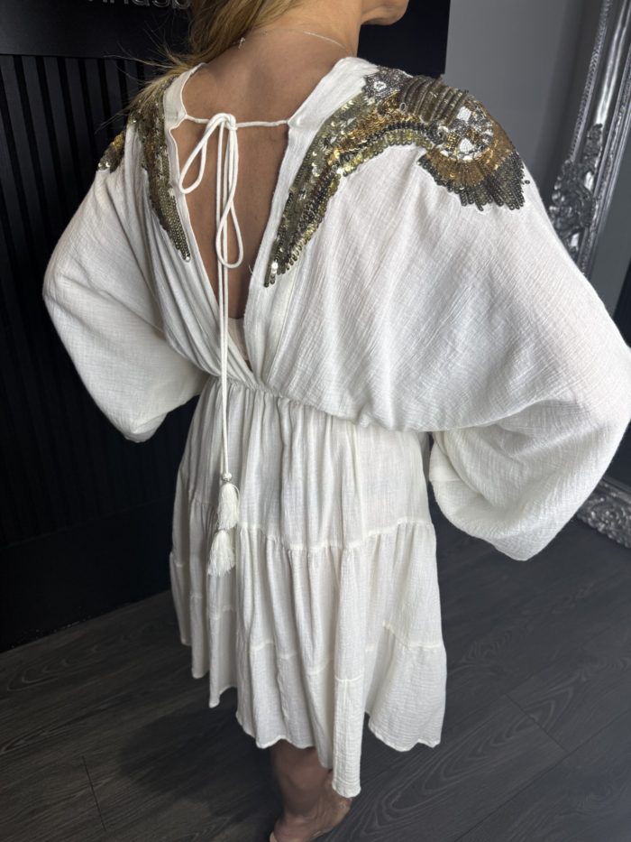 Sequin Embellished Elasticated Waist Tunic Dress - Image 2