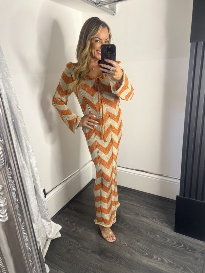 Metallic Thread Zigzag Maxi Dress - Image 4