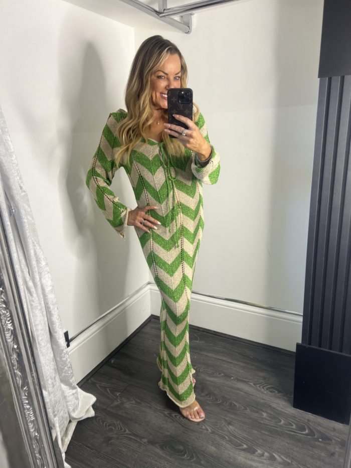 Metallic Thread Zigzag Maxi Dress - Image 5