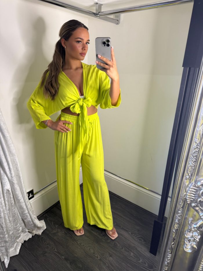 Tie Top & Wide Leg Trouser Set - Image 2