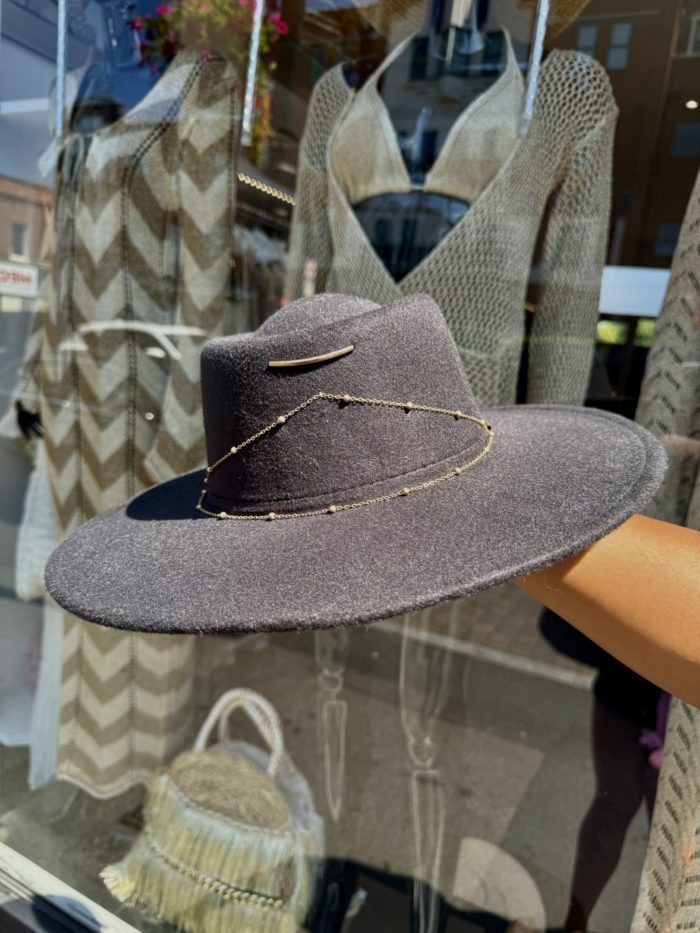 Round Top Hat With Gold Chain Detail