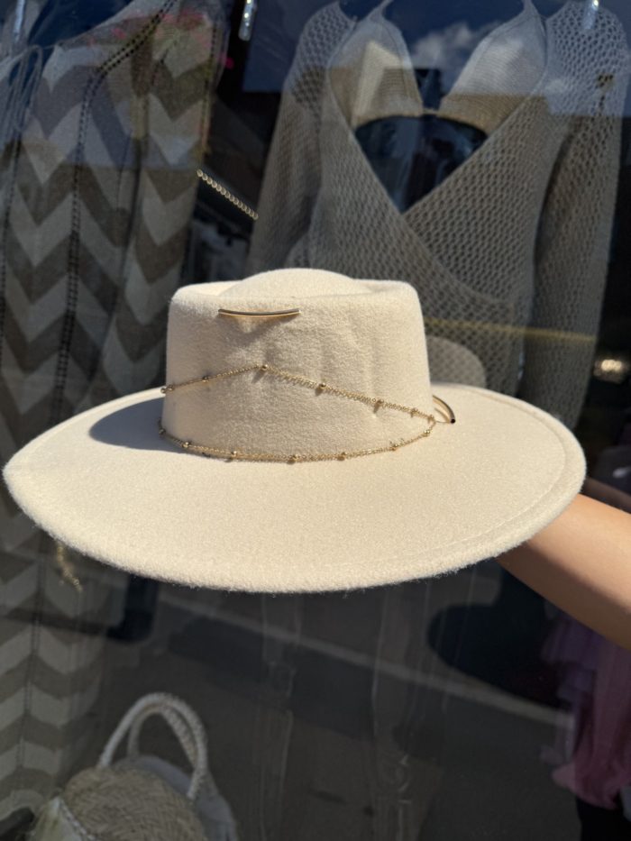 Round Top Hat With Gold Chain Detail - Image 3