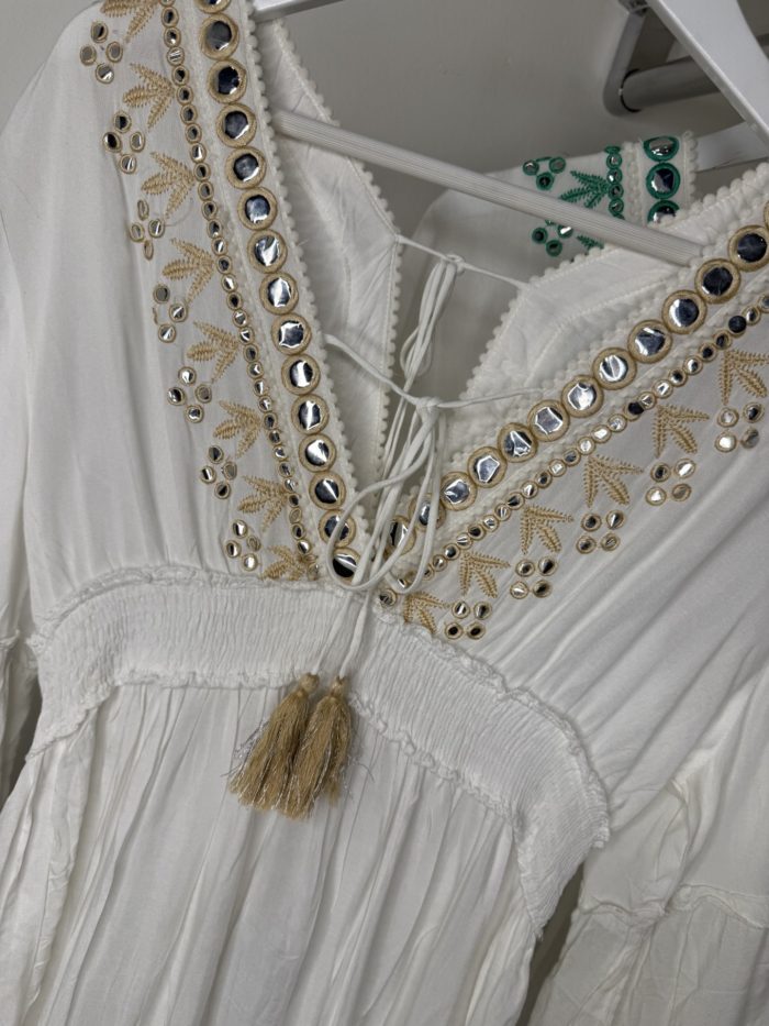 Silver Sequin Embroidered Detail Tunic Dresses - Image 6