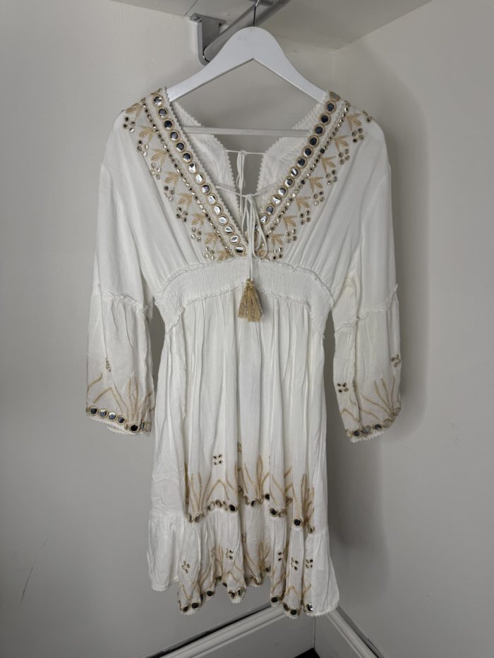 Silver Sequin Embroidered Detail Tunic Dresses - Image 4