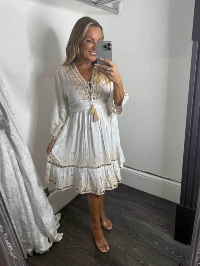 Silver Sequin Embroidered Detail Tunic Dresses - Image 2