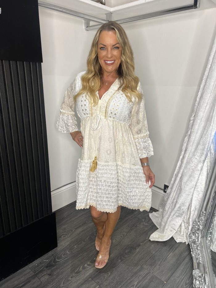 Boho Chic Tunic Dress With Gold Detail