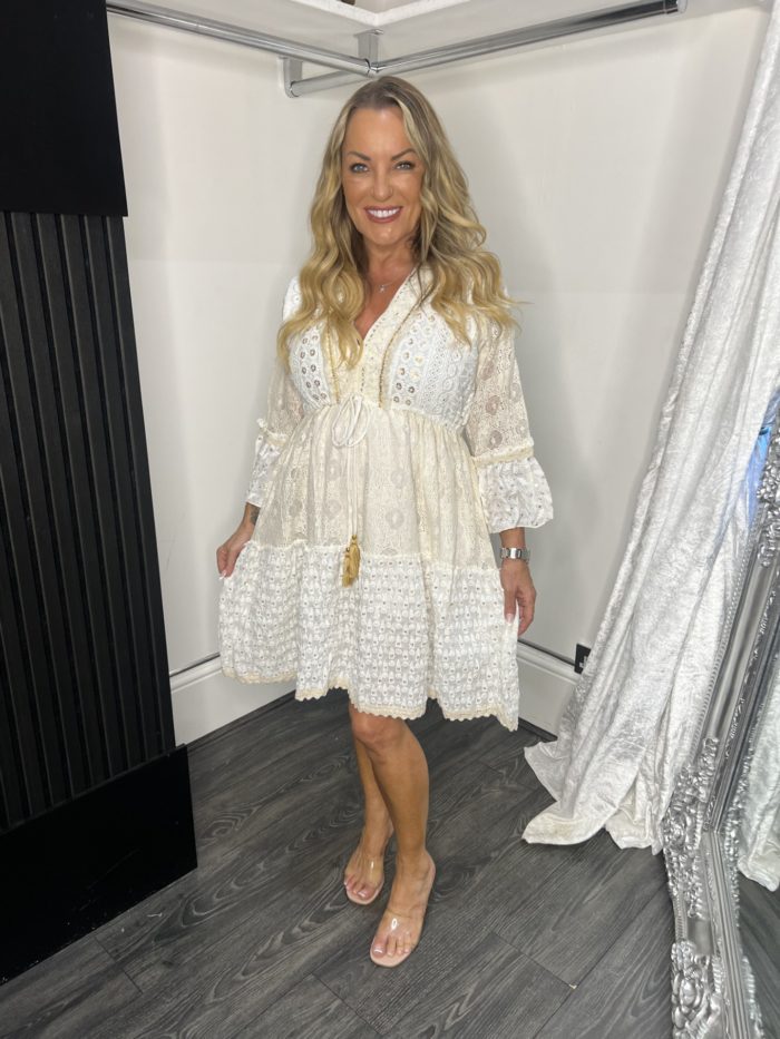 Boho Chic Tunic Dress With Gold Detail - Image 2