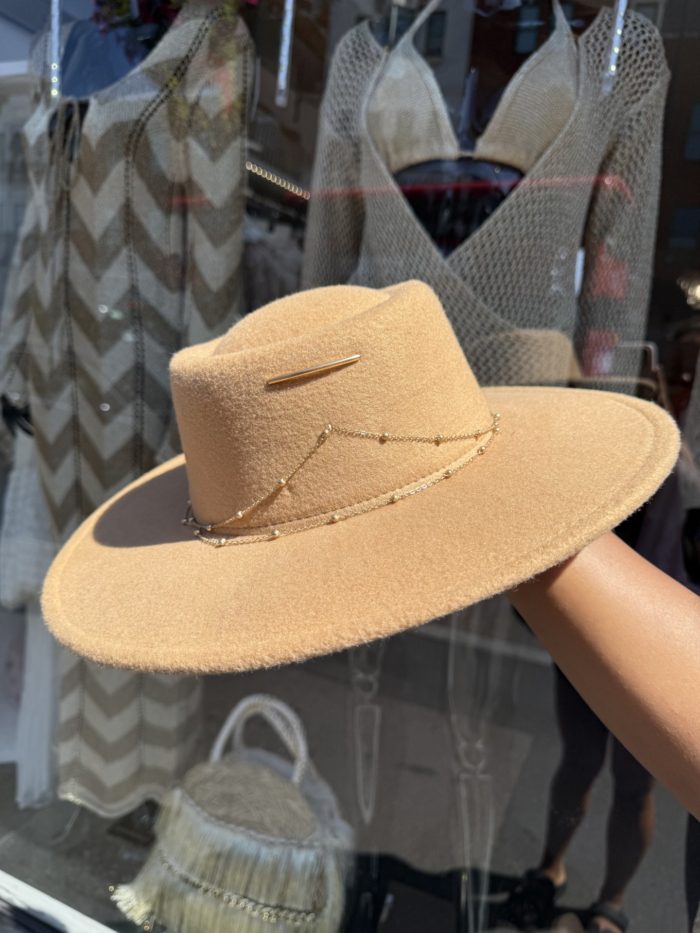 Round Top Hat With Gold Chain Detail - Image 2