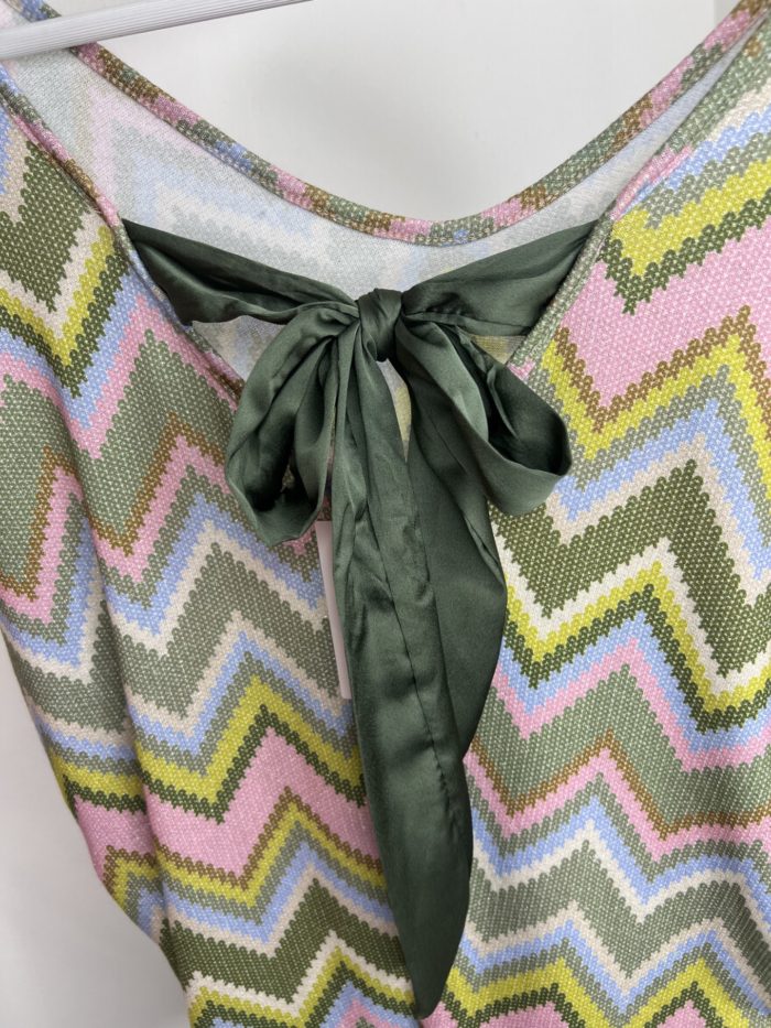 Zig Zag Print Top & Short Set With Satin Bow Detail - Image 6