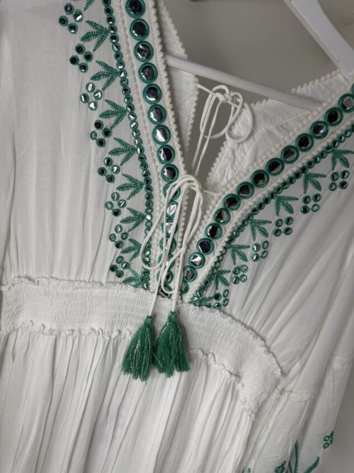 green mirrod detail dress