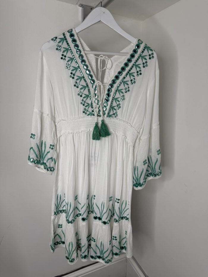 Silver Sequin Embroidered Detail Tunic Dresses - Image 3