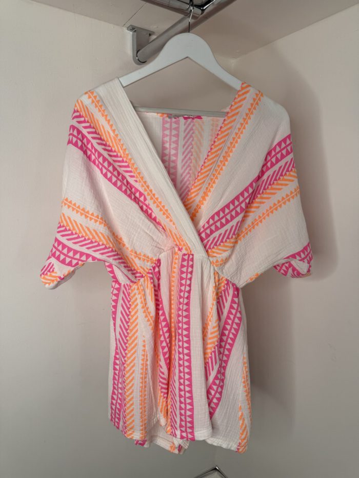 Neon Zig Zag Cheesecloth Playsuits - Image 4