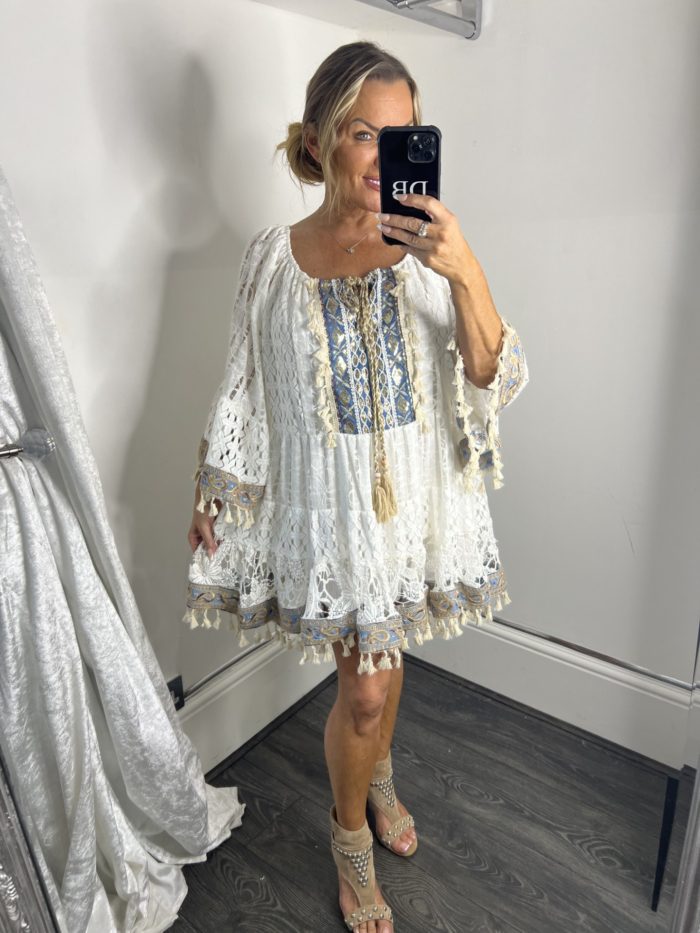 Lace Tunic Dress With Sequin Detail