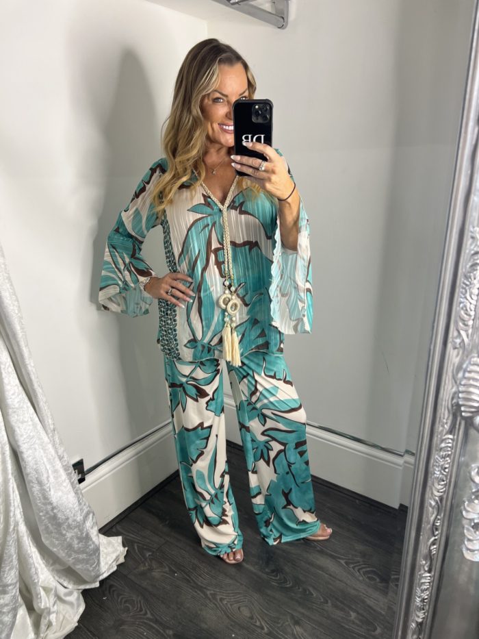 Chiffon Tunic Top and Wide Leg Trouser Set