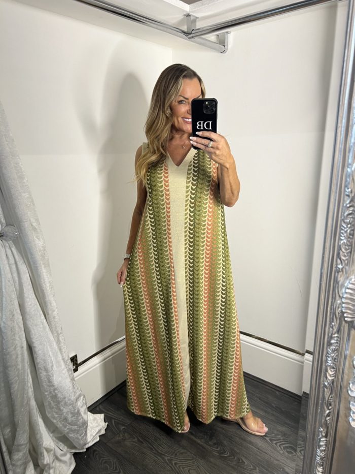 V Neck Maxi Dress With Gold Lurex Detail - Image 11