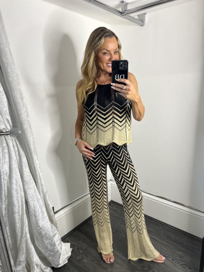 Metallic Gold Thread Zig Zag Co Ord - Image 5