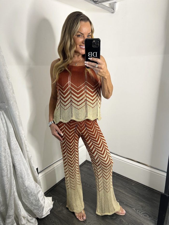 Metallic Gold Thread Zig Zag Co Ord