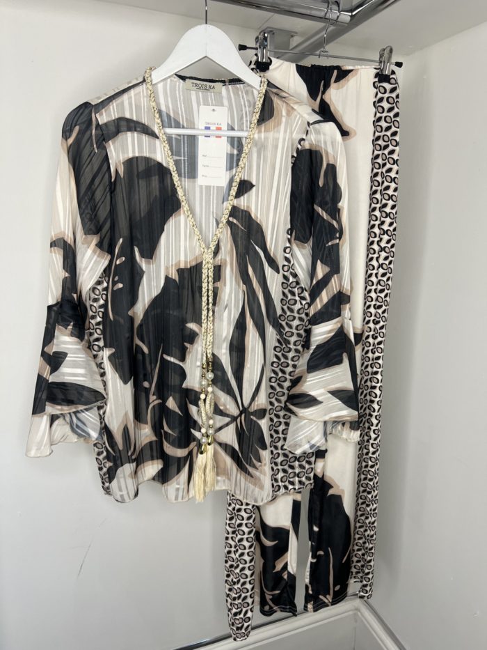 Chiffon Tunic Top and Wide Leg Trouser Set - Image 11
