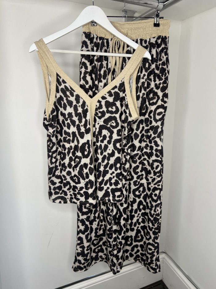Animal Print Vest Top and Wide Leg Trouser Set - Image 3