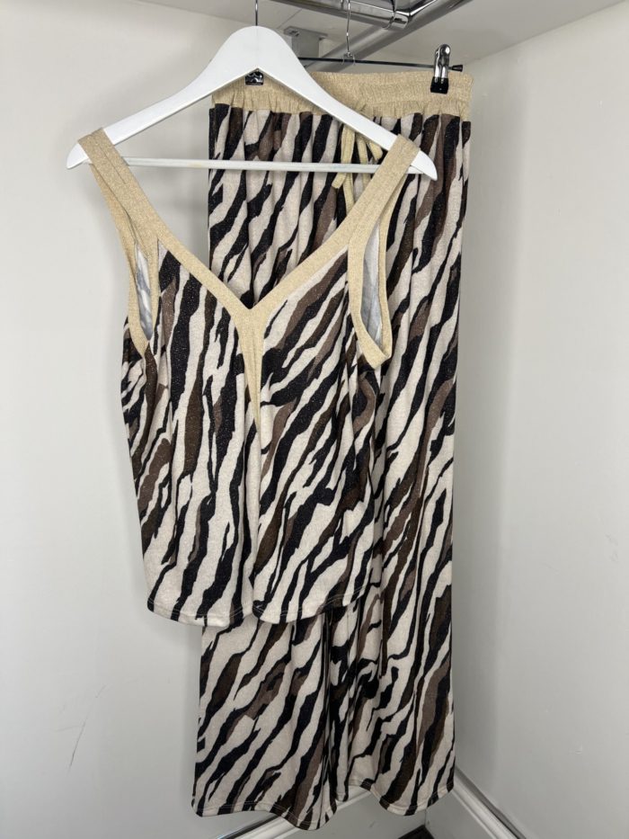 Animal Print Vest Top and Wide Leg Trouser Set - Image 6