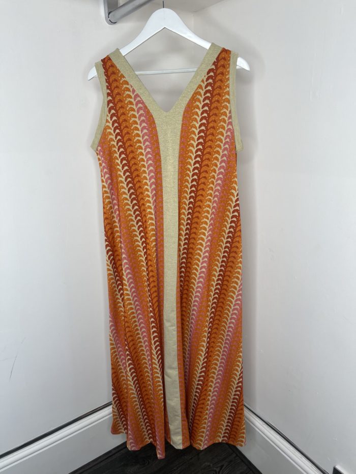 V Neck Maxi Dress With Gold Lurex Detail - Image 9