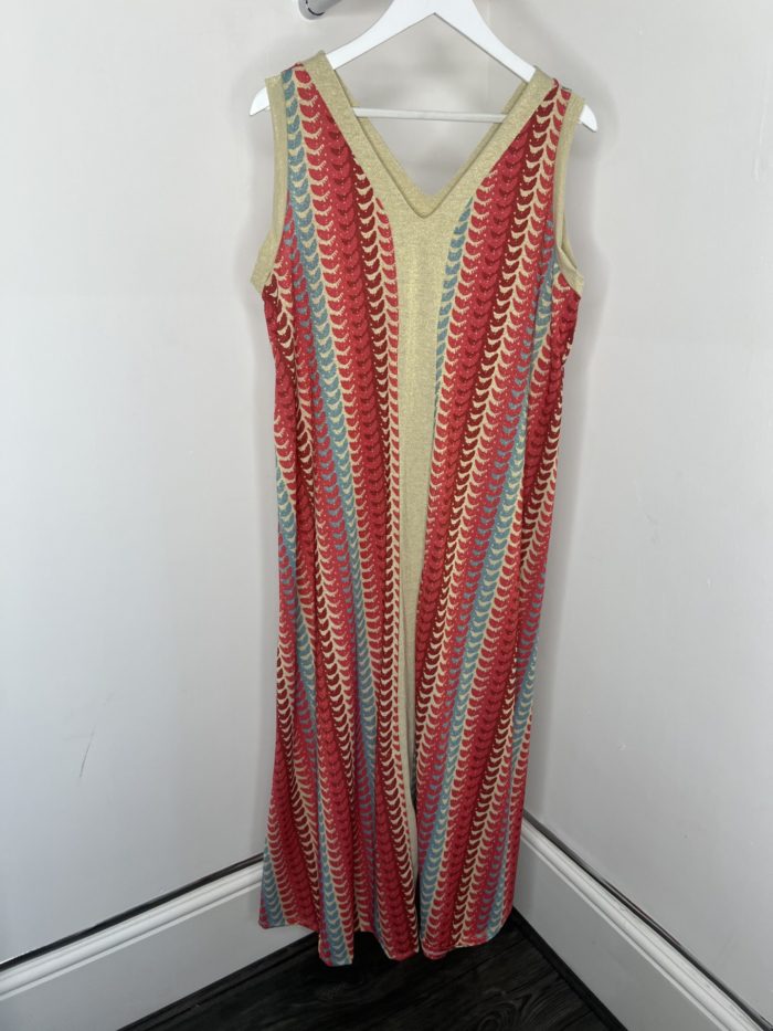 V Neck Maxi Dress With Gold Lurex Detail - Image 6