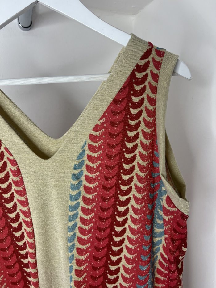 V Neck Maxi Dress With Gold Lurex Detail - Image 7