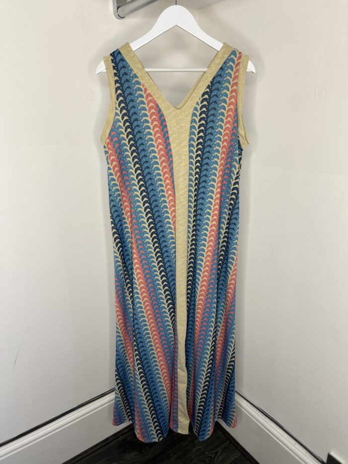 V Neck Maxi Dress With Gold Lurex Detail - Image 3