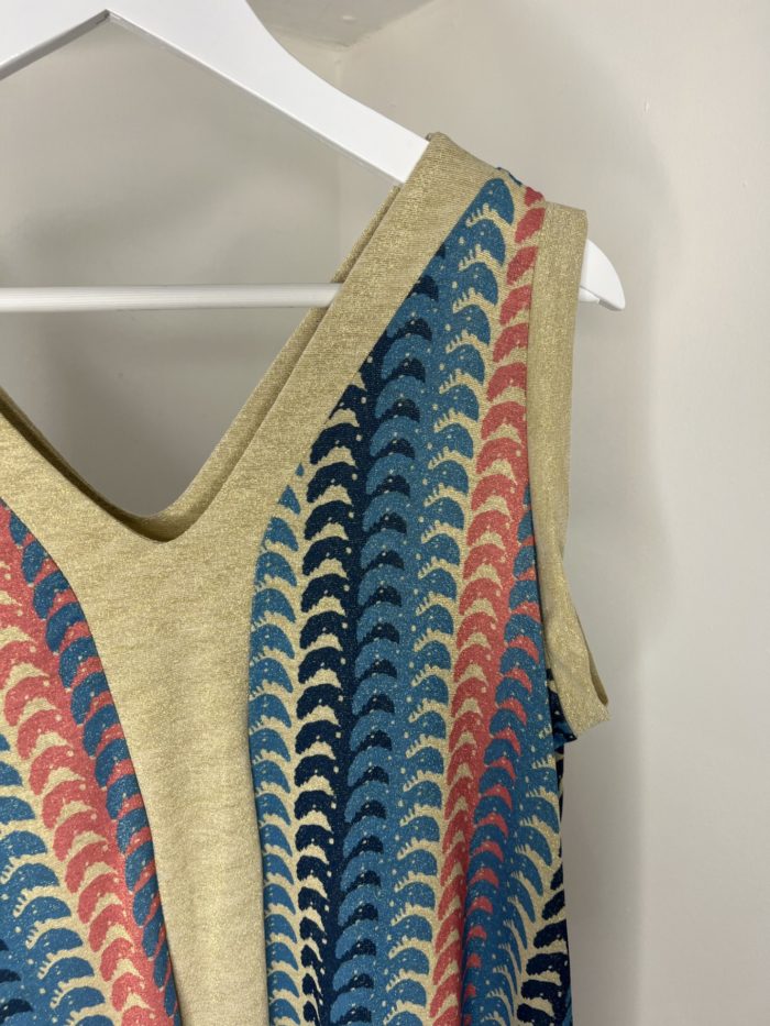 V Neck Maxi Dress With Gold Lurex Detail - Image 4