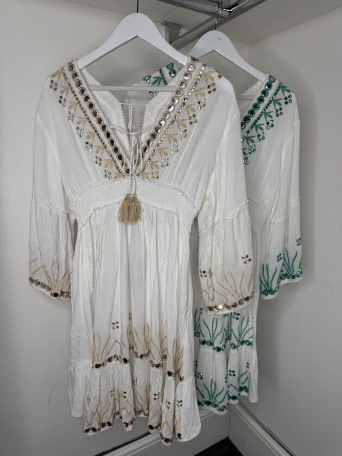 Silver Sequin Embroidered Detail Tunic Dresses - Image 7