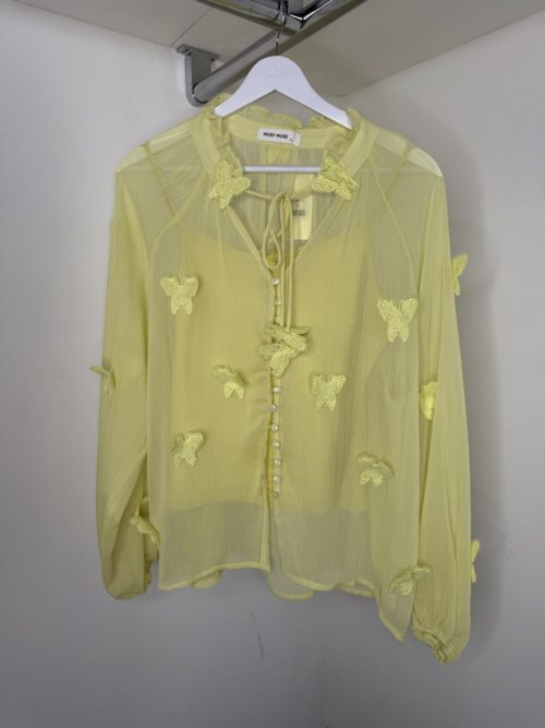 yellow buttefly blouse