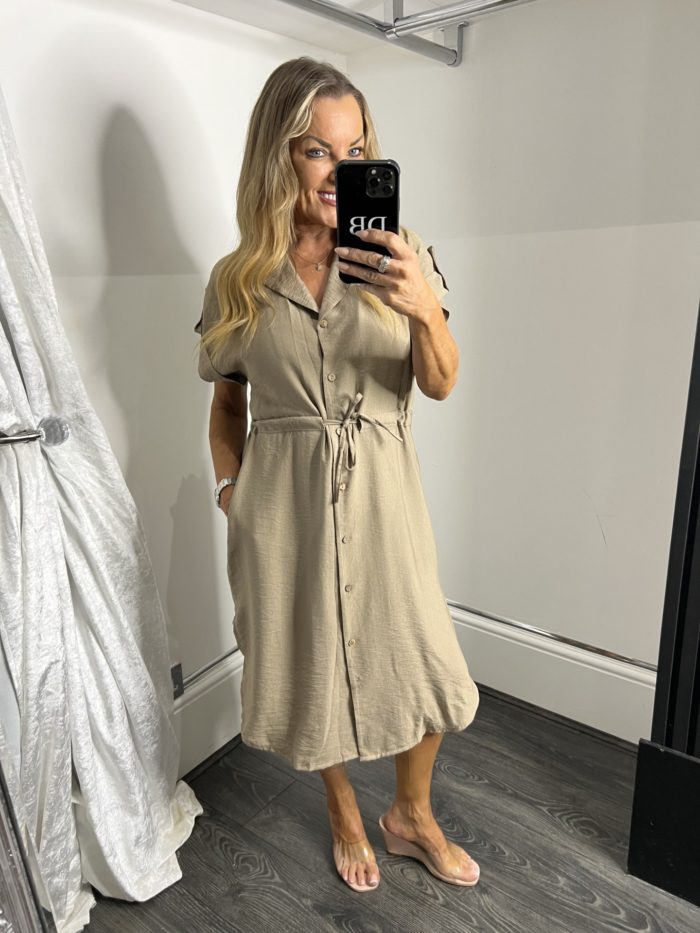Shirt Dress With Drawstring Detail - Image 4
