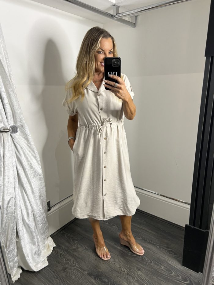 Shirt Dress With Drawstring Detail